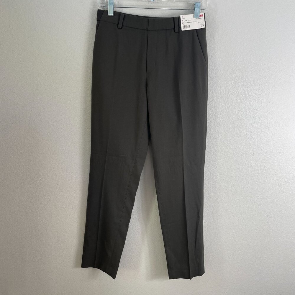 NEW Uniqlo Womens Small Ezy Ankle Length Pants Flannel Olive‎ Wrinkle Resistant